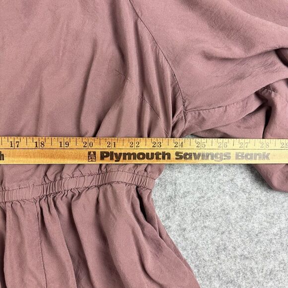 Torrid Mini Challis Ruffle Neck Shirt Dress Womens 3X Rose Taupe Pockets Lace - Picture 13 of 16